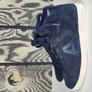 Armani Jeans AJ Logo Blue Mens Size US 8.5 High Top Sneakers RN 103723